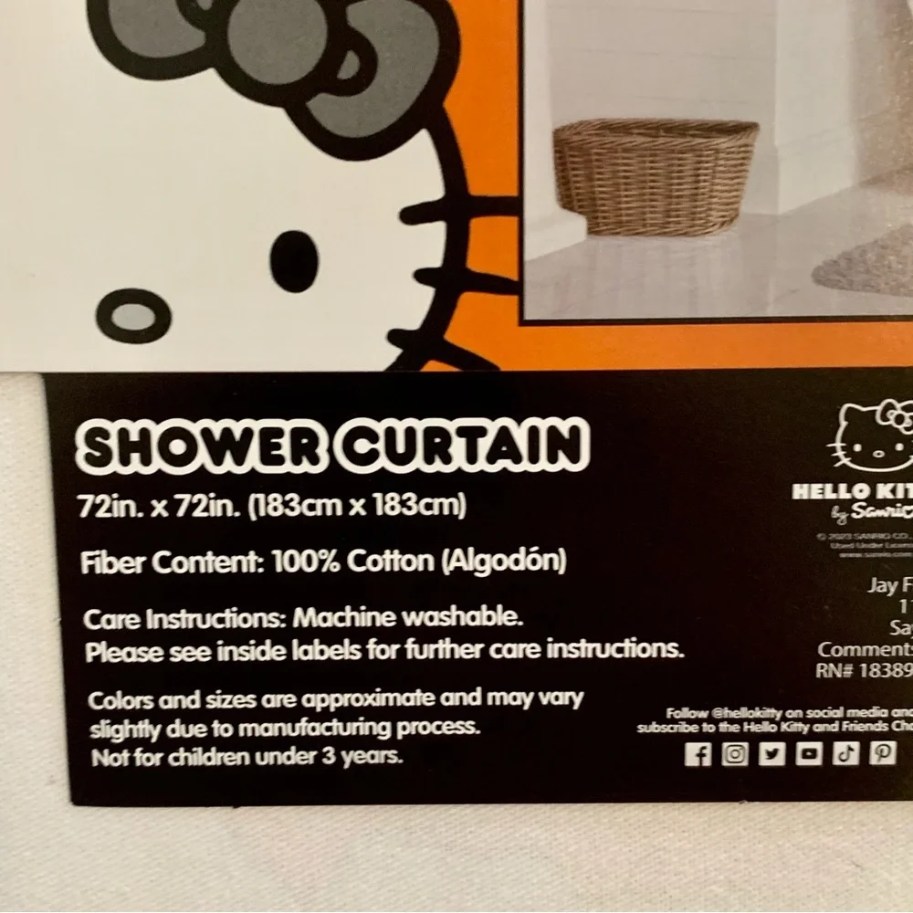 Hello Kitty with Jack O’Lantern Pumpkin 72” x 72” Halloween Shower Curtain